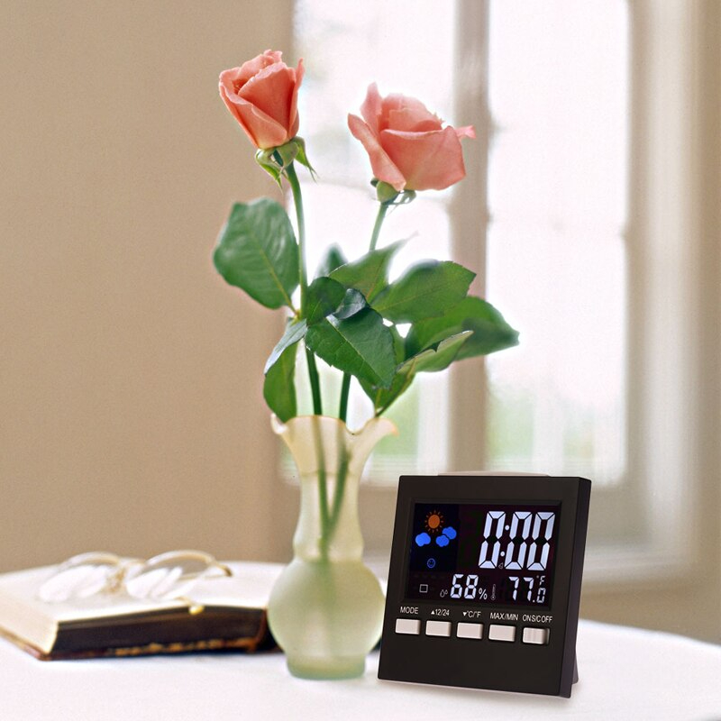 Weather Clock Color Screen New Digital Display Thermometer humidity clock Colorful LCD Alarm Calendar Weather Pop (DS)