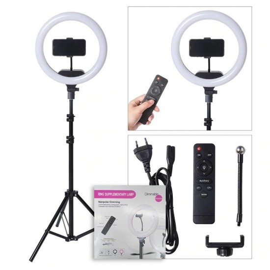 SD320 12INCH RING SUPPLEMENTARY LAMP DIMMABLE PORTABLE NONPOLAR DIMMING LIGHT COLOR 3 + PHONE HOLDER + REMOTE (RUB)