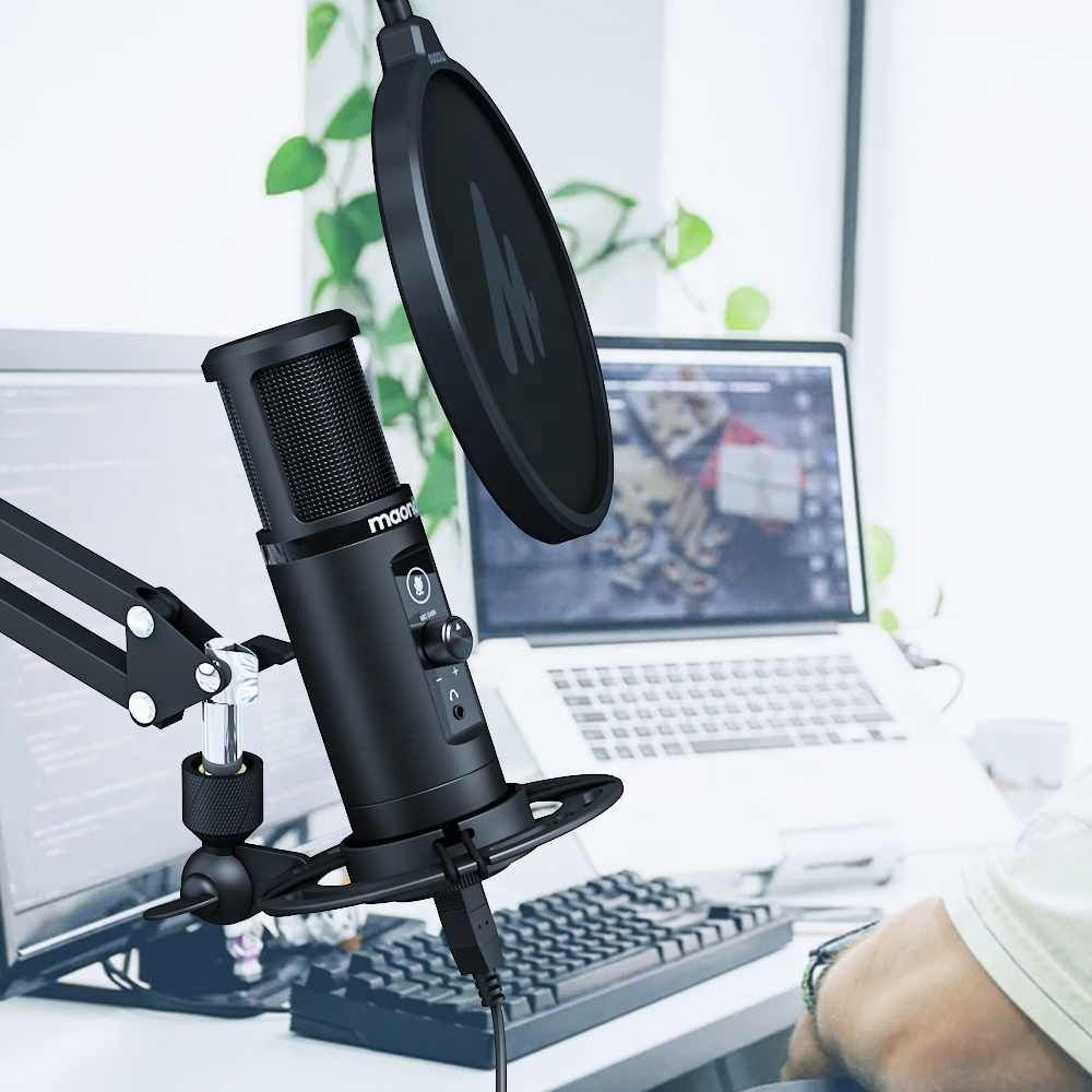MAONO AU-PM422 192KHZ/24BIT Professional Cardioid Condenser Mic With Touch Mute Button And Mic