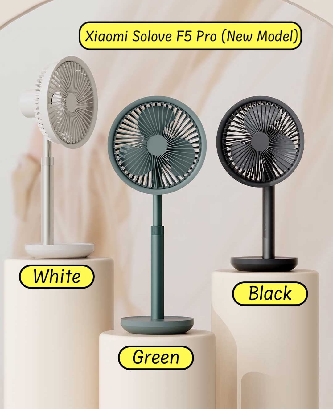Xiaomi SOLOVE F5 Pro Rechargeable Fan 4000mAh With Swing & Extendable- Green Color