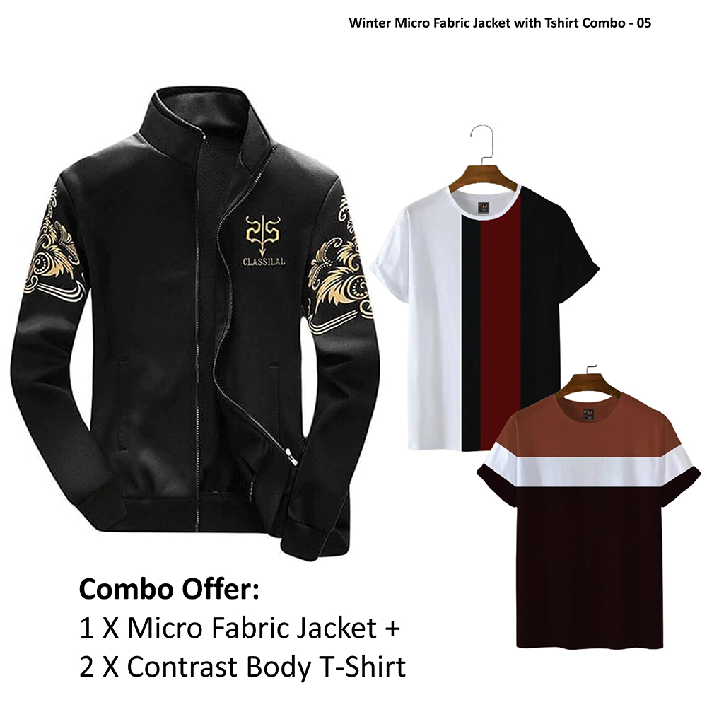 Winter Micro Fabric Jacket with Tshirt Combo