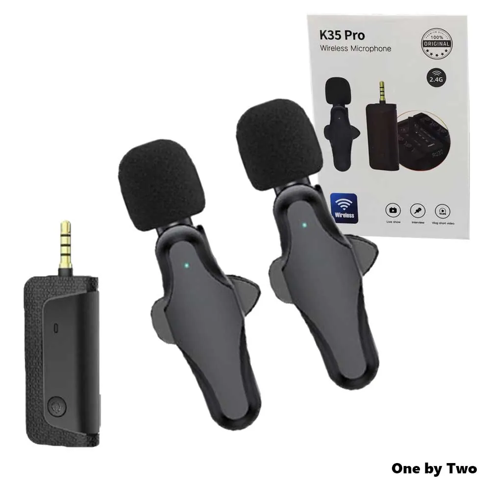 K35 Pro Dual Mic Wireless Lavalier Microphone buysalesbd