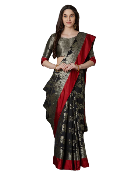 new Gorgeous Silk Blend Printed Saree with Blouse