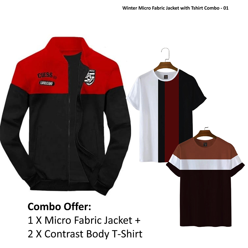 Winter Micro Fabric Jacket with Tshirt Combo