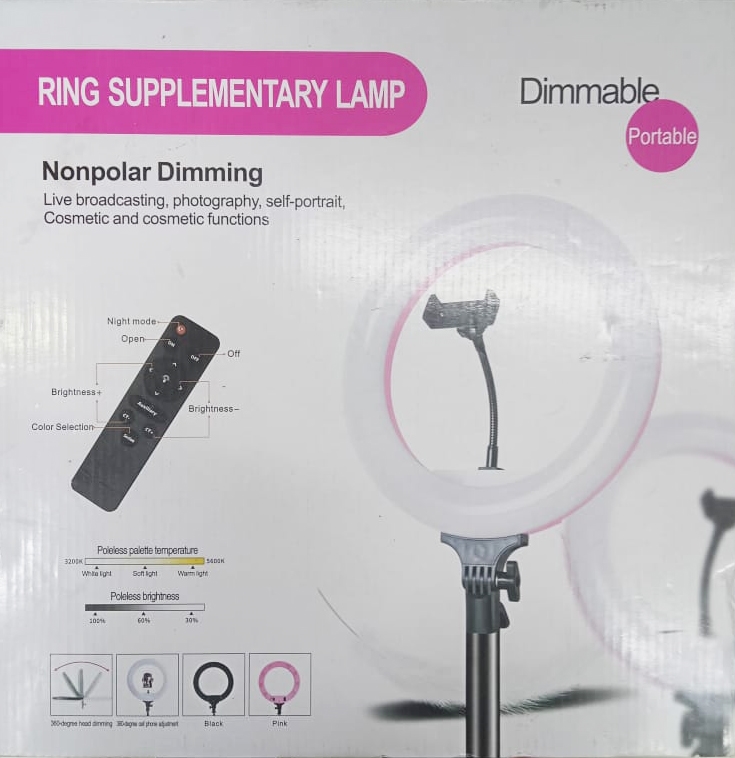 SD320 12INCH RING SUPPLEMENTARY LAMP DIMMABLE PORTABLE NONPOLAR DIMMING LIGHT COLOR 3 + PHONE HOLDER + REMOTE (RUB)
