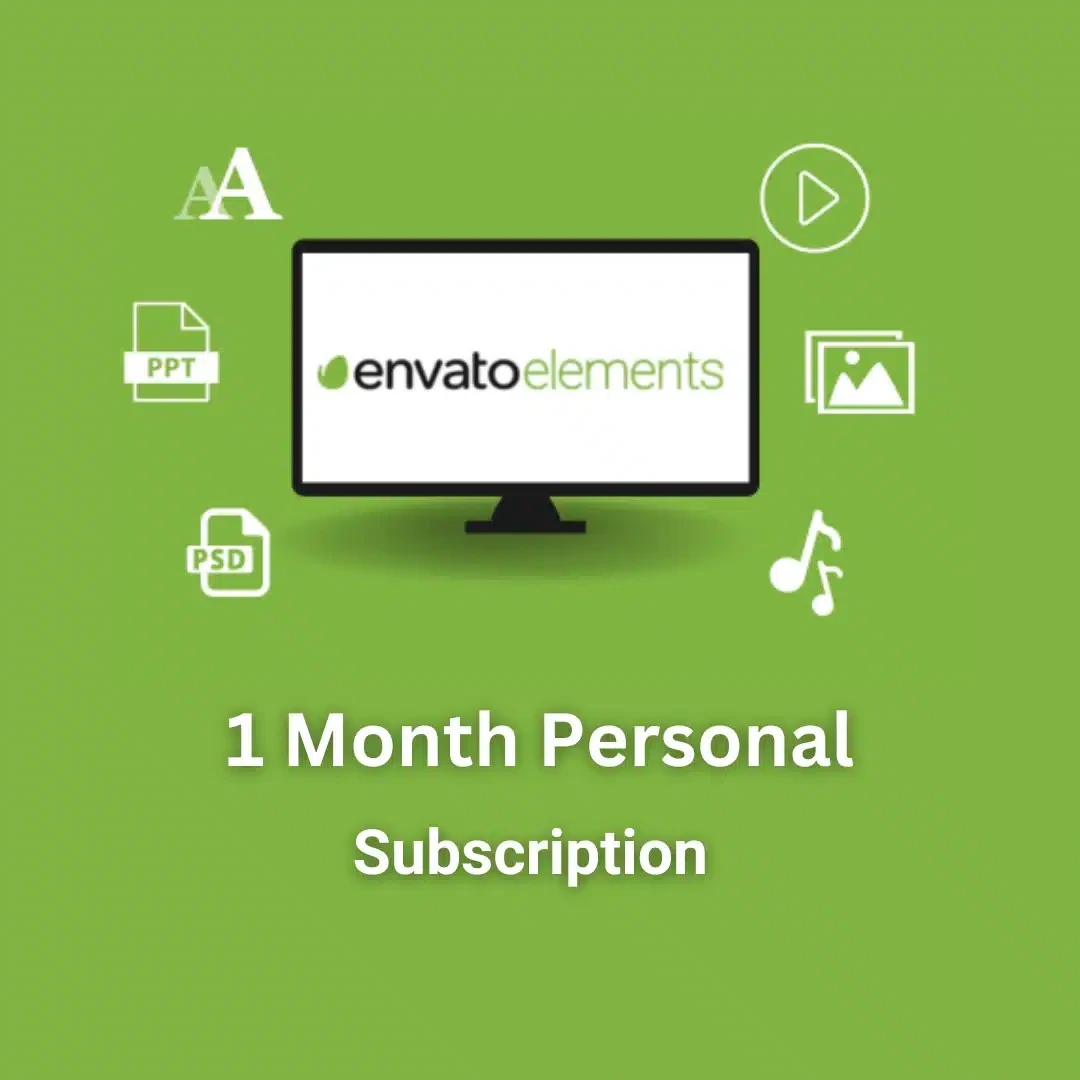 Envato Elements 1 Month Subscription personal license panel