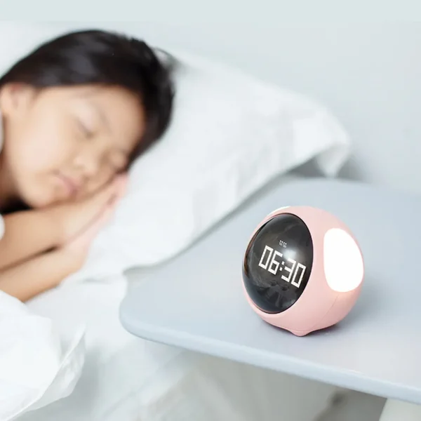 Xiaomi Cute Expression Alarm Clock With Light – Pink Color buysalesbd