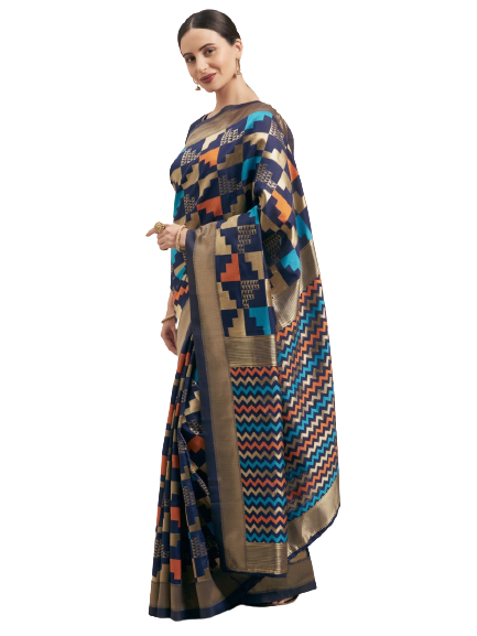 new Gorgeous Silk Blend Printed Saree with Blouse
