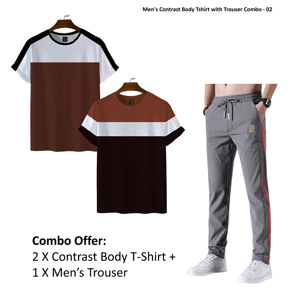 Men's Contrast Body Tshirt with Trouser Combo