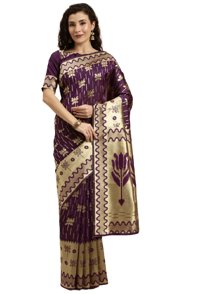 new Gorgeous Silk Blend Printed Saree with Blouse