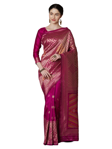 new Gorgeous Silk Blend Printed Saree with Blouse