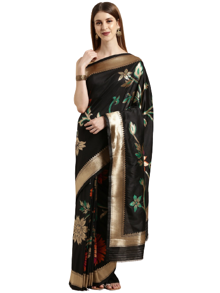 new Gorgeous Silk Blend Printed Saree with Blouse