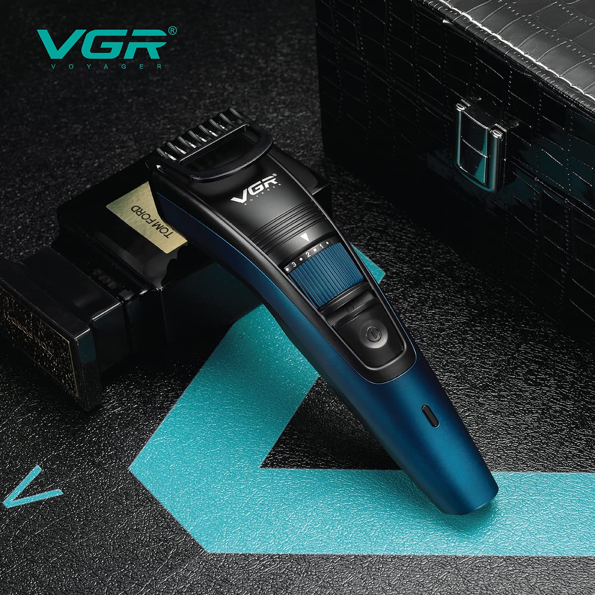 VGR V-052 Professional Hair Clippers Rechargeable Cordless Beard Hair Trimmer Haircut Kit with Guide Combs Brush USB Cord for Men, Family or Pets, Blue