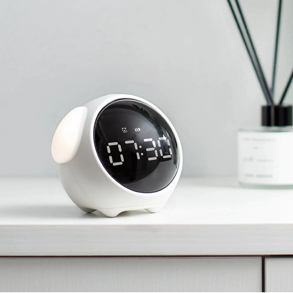 Xiaomi Cute Expression Alarm Clock With Light – White  Color buysalesbd