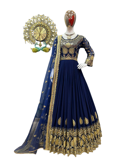 New stylish Gorgios Ready Made Georgette Embroidery Party Dress (Dress+pajama) For Women