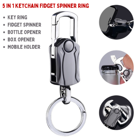 5-in-1 Heavy Duty Key Chain Fidget Spinner Rotatable Keyring (DS))